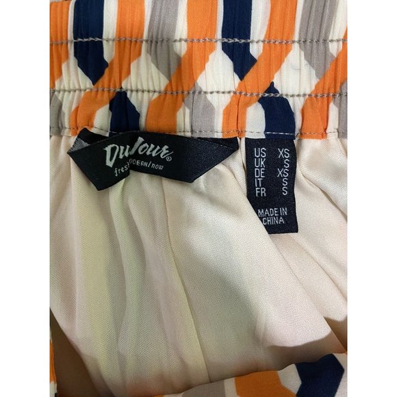 DuJour womens Wide Leg Pants Geometric print Orange Tan Blue Size XS - Picture 5 of 13